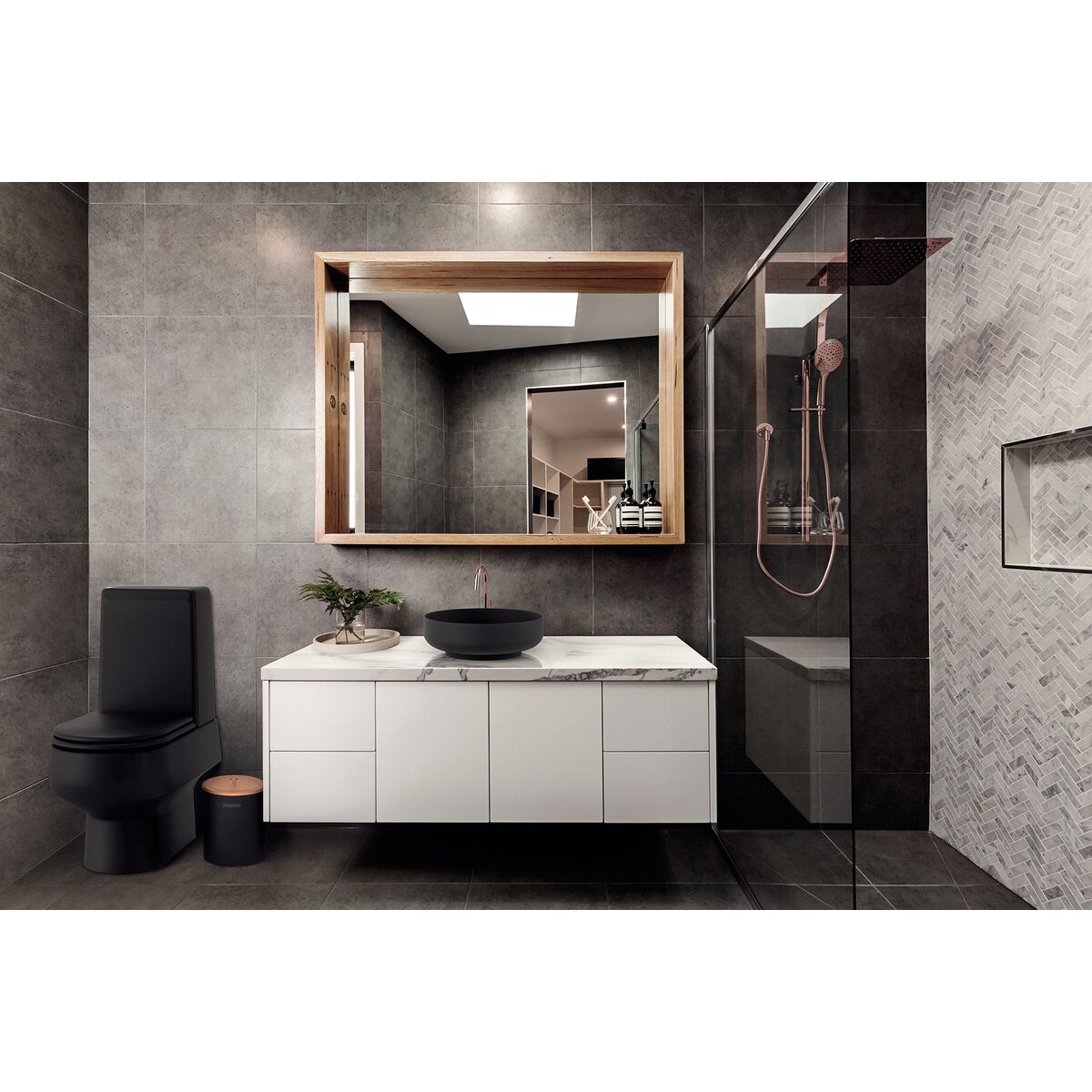Lixeira Mix Rose Gold e Preta Tampa Inox Luxo 5 Litros Tramontina
