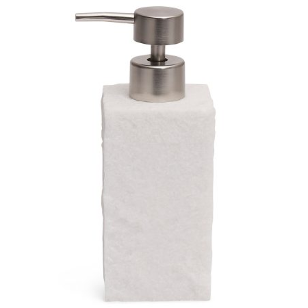 Porta Sabonete Liquido Polirresina Branco com Pump Metalico