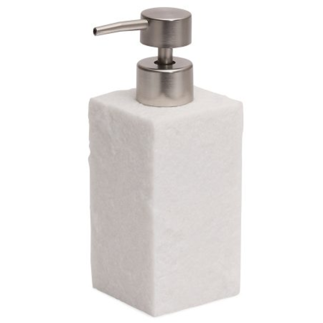 Porta Sabonete Liquido Polirresina Branco com Pump Metalico