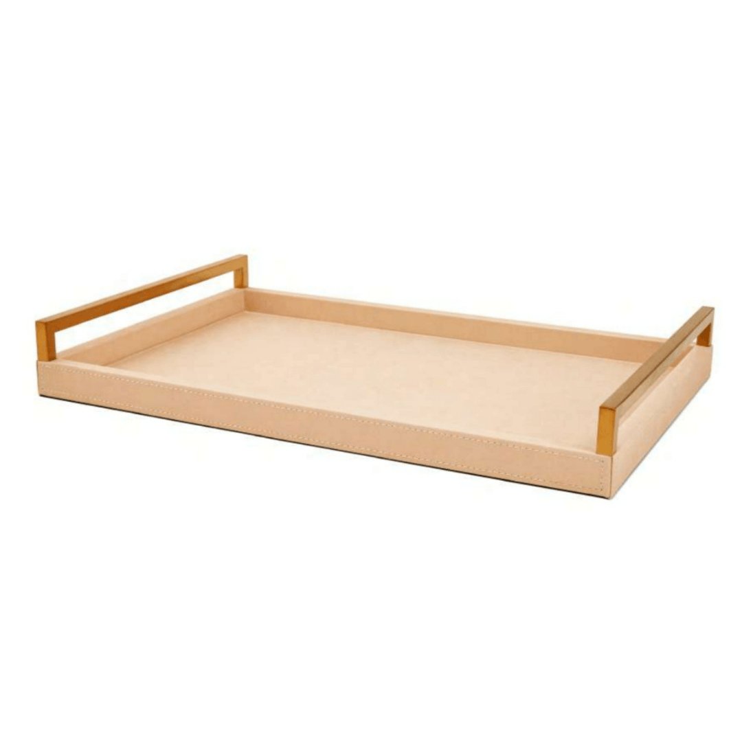 Bandeja Decorativa em MDF e PU Bege