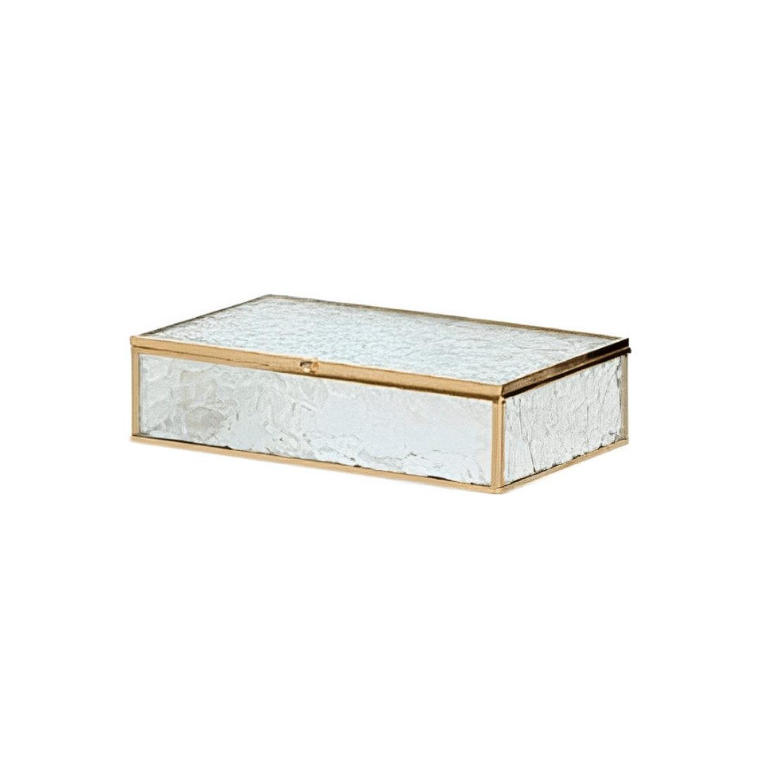 Caixa de Vidro e Metal Dourado 25cm G