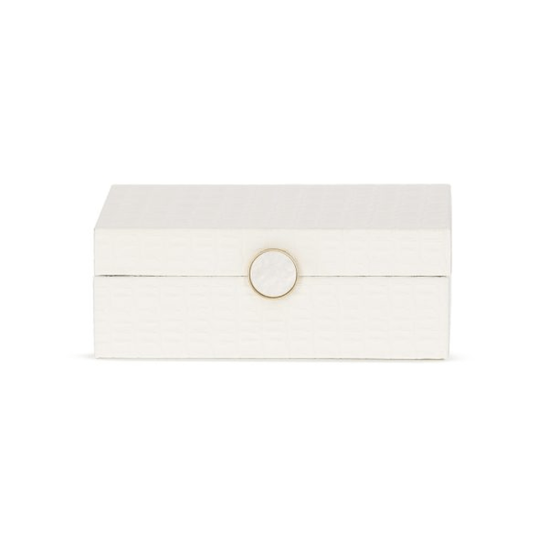 Caixa Decorativa em MDF e PU Branca 22,5cm P