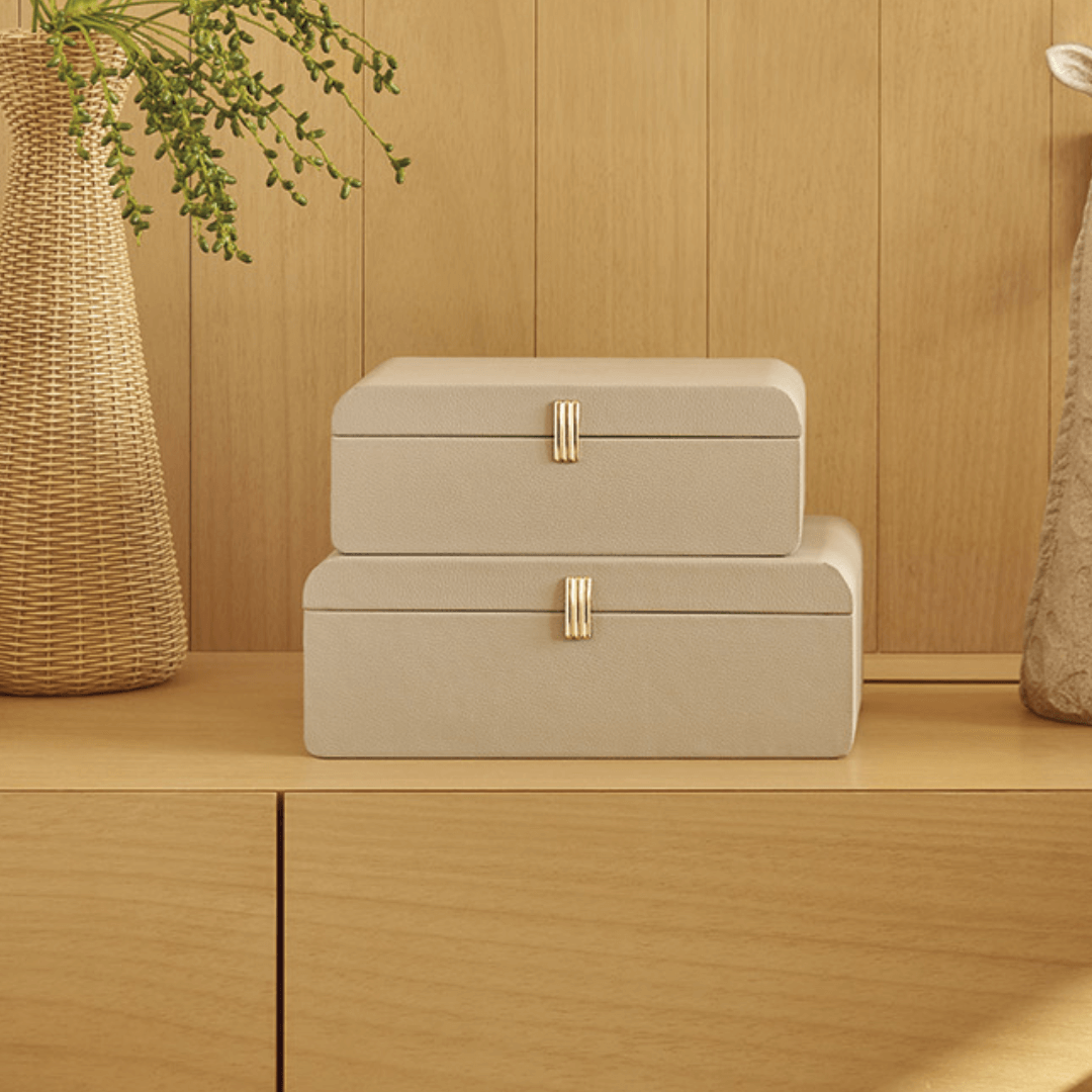 Caixa em MDF com Revestimento em PU Cinza 24cm