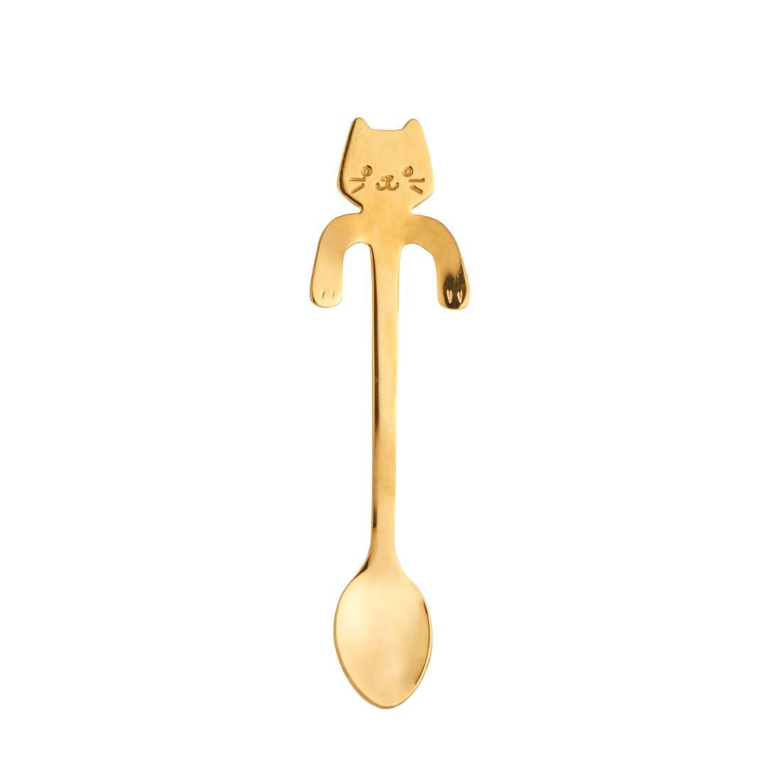 Jogo 4 Colheres para Chá em Aço Inox Cat Dourado