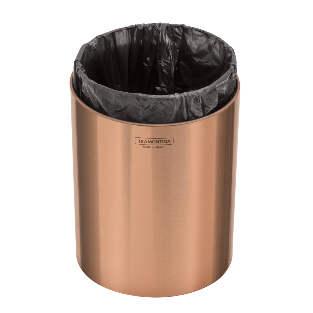 Lixeira 5 Litros Aço Inox Polido Verniz Rose Gold Luxo Tramontina