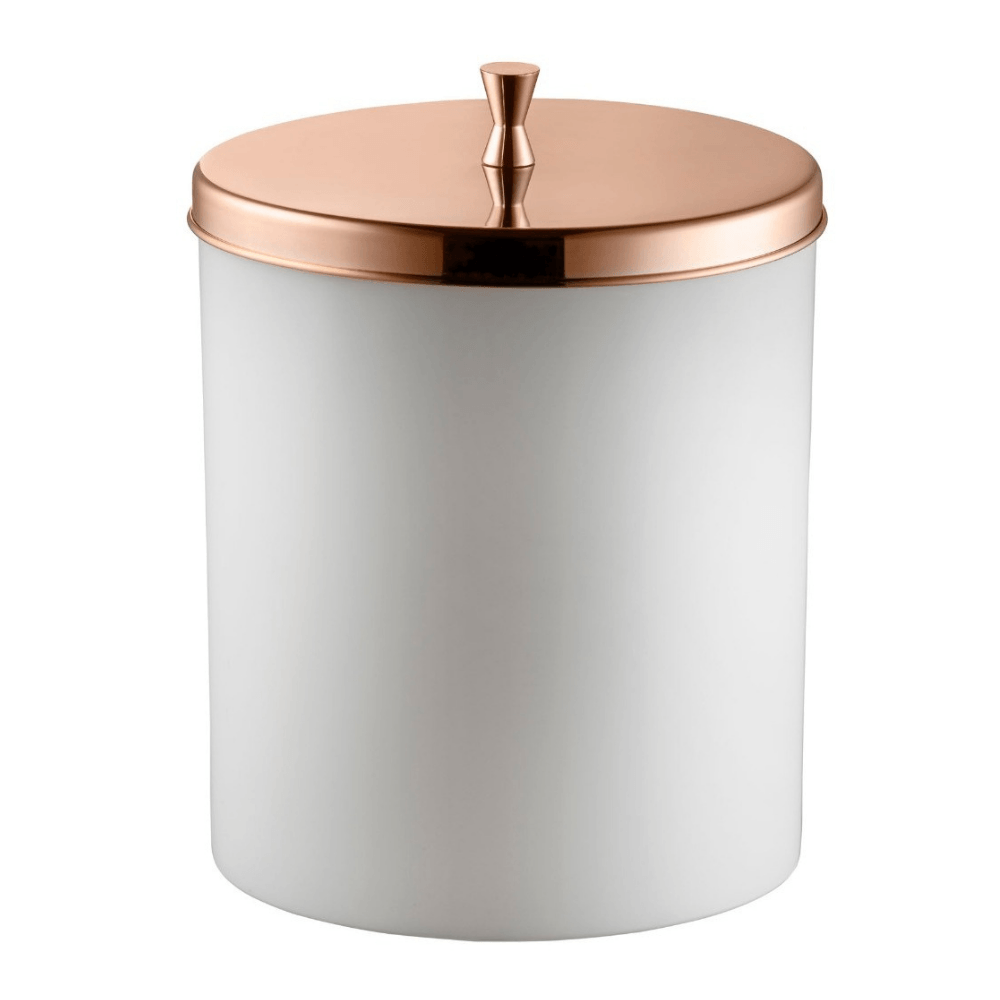 Lixeira com Aro Branca com Tampa Rose Gold - 5 Litros