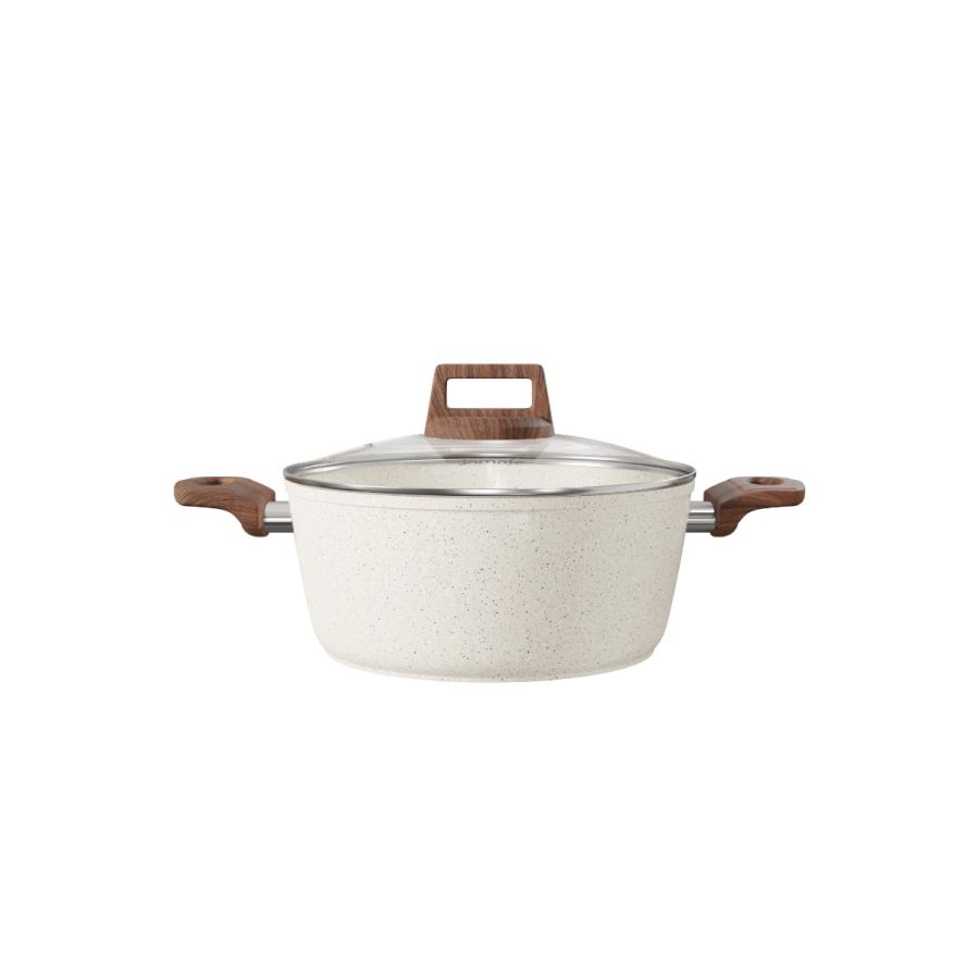 Panela Caçarola Antiaderente Aluminio Forjado Oslo Stone Branca 20cm Design Moderno