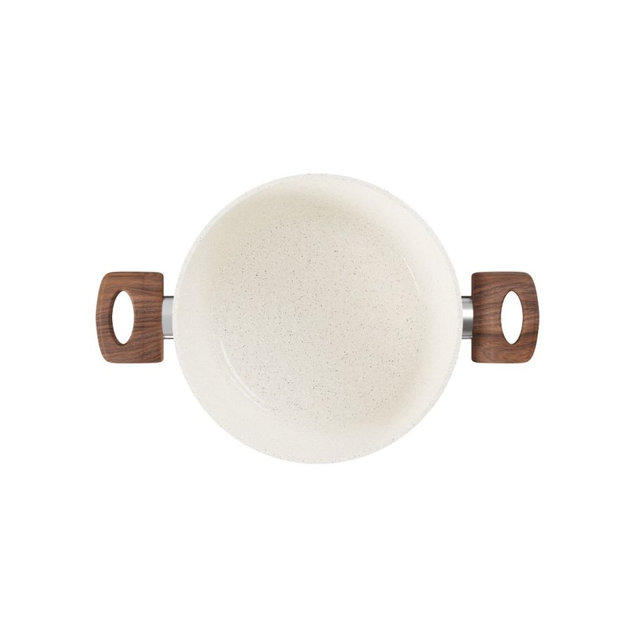 Panela Caçarola Antiaderente Aluminio Forjado Oslo Stone Branca 24cm Facil de Limpar