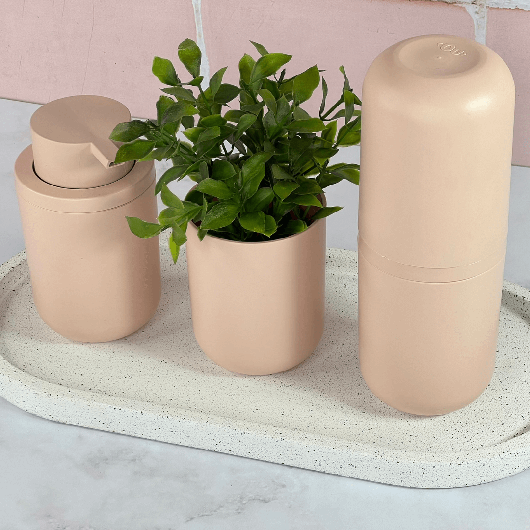 Porta Algodão e Cotonete Bold Rosa Duna 10,7cm