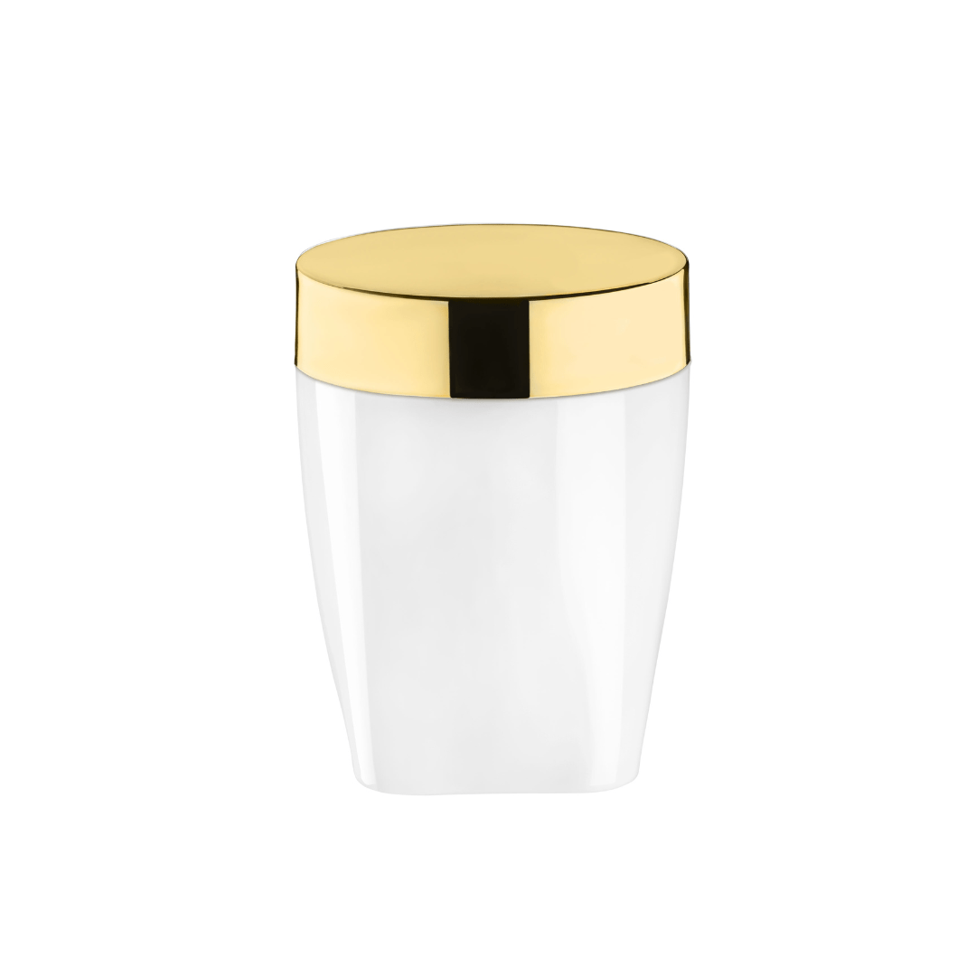 Porta Algodão e Cotonete Branco com Dourado 12cm