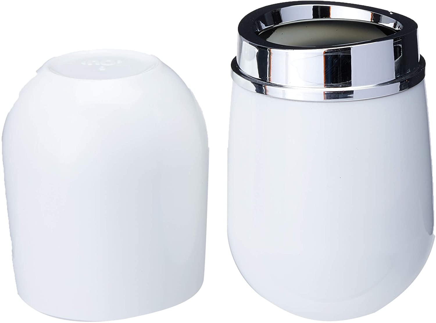 Porta Escova Cromo Belly Com Tampa Branco