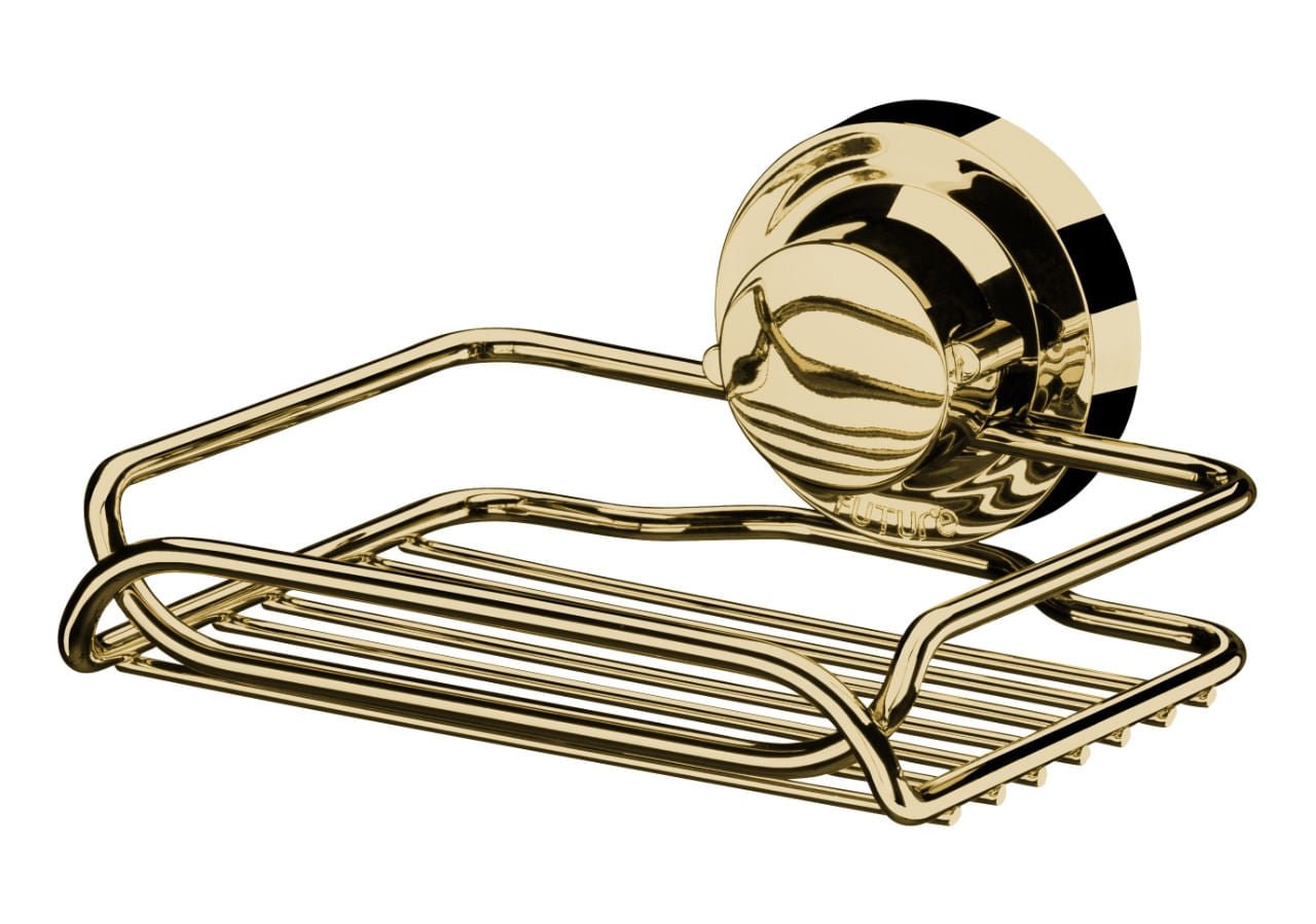 Saboneteira Fixação por Ventosa Dourado