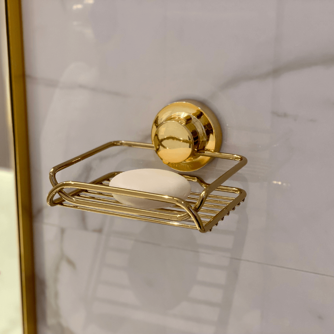 Saboneteira Fixação por Ventosa Dourado