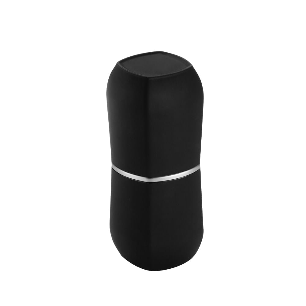 Porta Escova E Creme Dental Com Tampa Preto Com Cromado - 8,5 x 20,5 cm