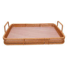 Bandeja Retangular Kali com Alças Marrom 30cm