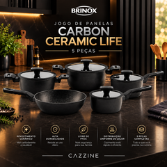 Jogo de Panelas Brinox Antiaderente Ceramic Life - 5 Peças