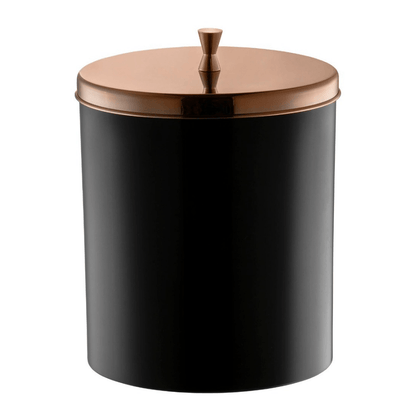 Lixeira com Aro Preta com Tampa Rose Gold - 5 Litros