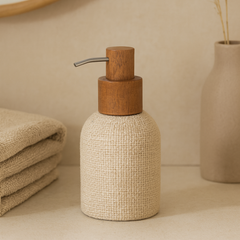 Porta Sabonete Líquido em Poliresina Linen Bege 250ml