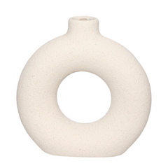 Vaso de Cerâmica Mikonos Redondo Branco 16cm