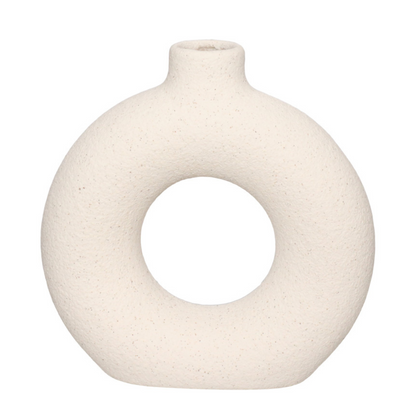 Vaso de Cerâmica Mikonos Redondo Branco 16cm