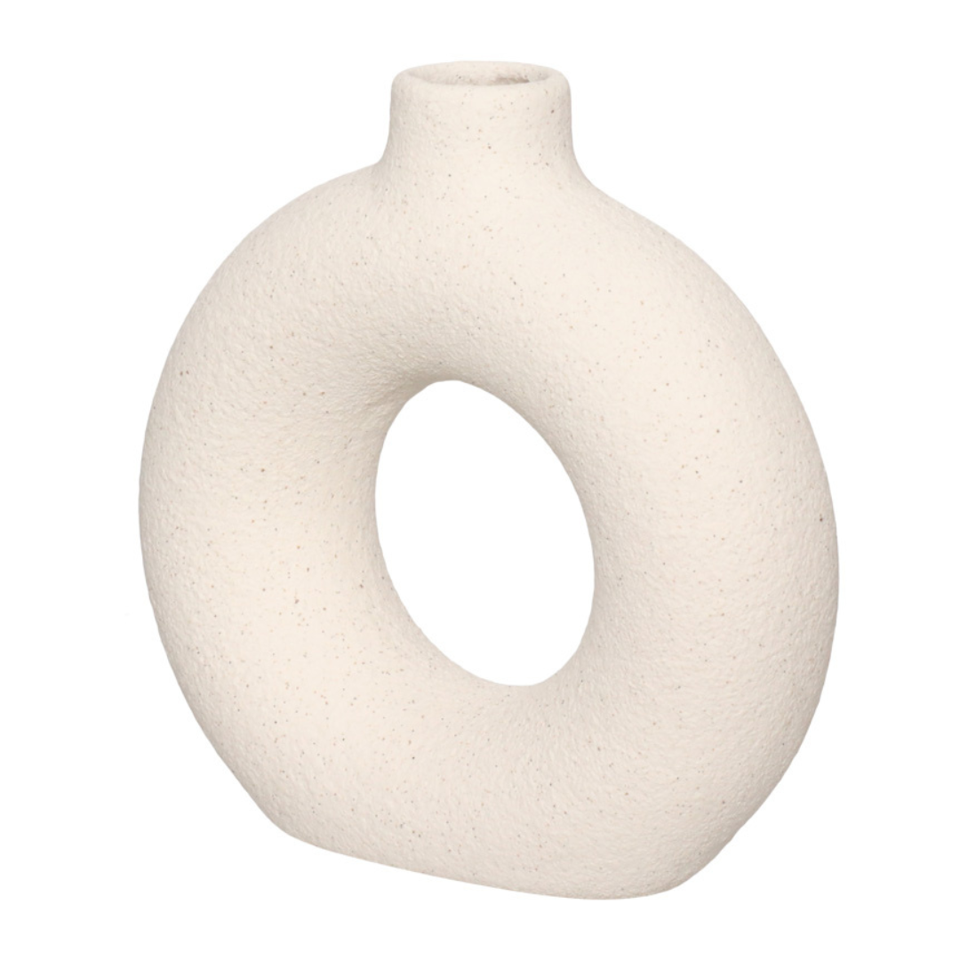 Vaso de Cerâmica Mikonos Redondo Branco 16cm