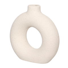 Vaso de Cerâmica Mikonos Redondo Branco 16cm
