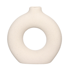Vaso de Cerâmica Mikonos Redondo Branco 21cm