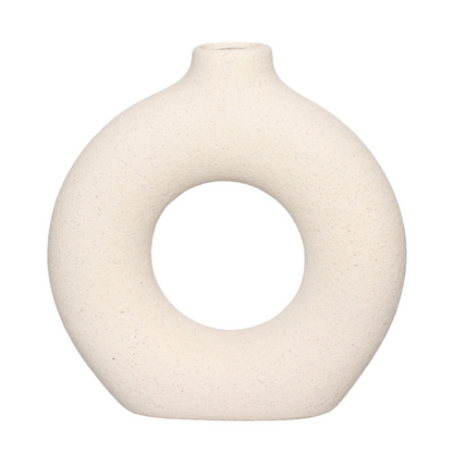 Vaso de Cerâmica Mikonos Redondo Branco 21cm