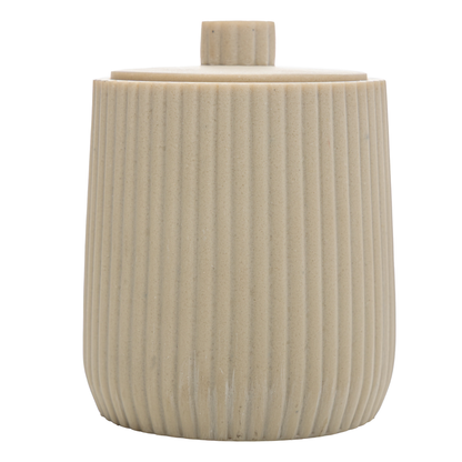 Porta Algodão ou Cotonete Striato Bege 10,5cm