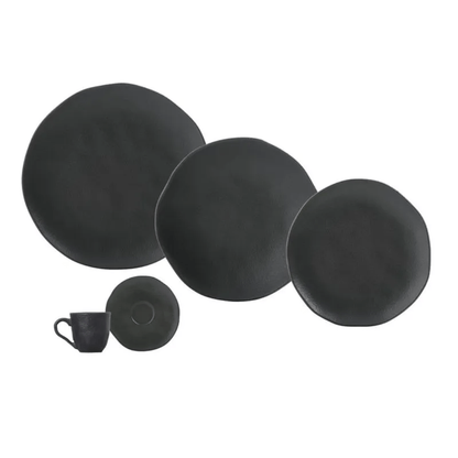 Aparelho de Jantar Orgânico Preto Matte 30 Peças