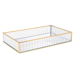 Bandeja de Metal Dourada com Espelho 30cm