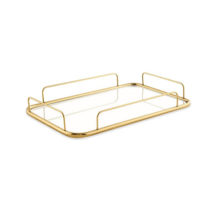 Bandeja em Metal com Espelho Dourada 46,5cm G