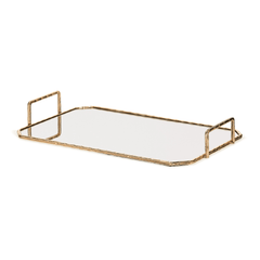 Bandeja em Metal Dourada com Espelho G 46,5cm