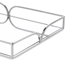Bandeja em Metal Espelhada Cromada G 35cm