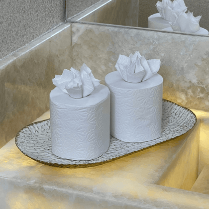 Bandeja em Metal Oval Off White 35cm M