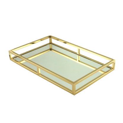 Bandeja Espelhada Aço Inox Dourado 41cm x 26cm x 5cm