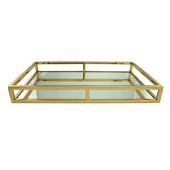 Bandeja Espelhada Aço Inox Dourado 41cm x 26cm x 5cm