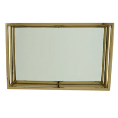 Bandeja Espelhada Aço Inox Dourado 41cm x 26cm x 5cm