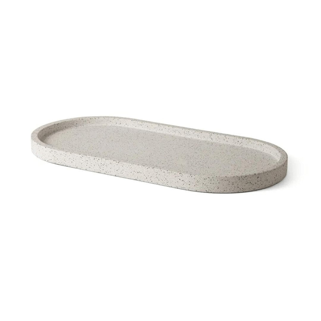 Bandeja Oval em Cimento  Off White 36cm