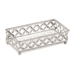 Bandeja Prata em Metal Retangular com Interior Espelhado  - 24 cm