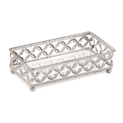 Bandeja Prata em Metal Retangular com Interior Espelhado  - 24 cm