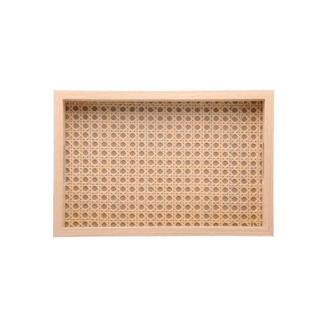 Bandeja Retangular de MDF com Fundo Vidro Trelica 30cm