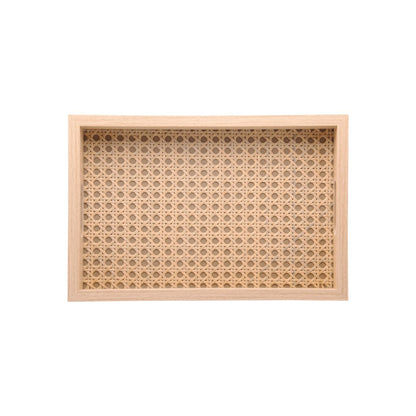 Bandeja Retangular de MDF com Fundo Vidro Trelica 30cm