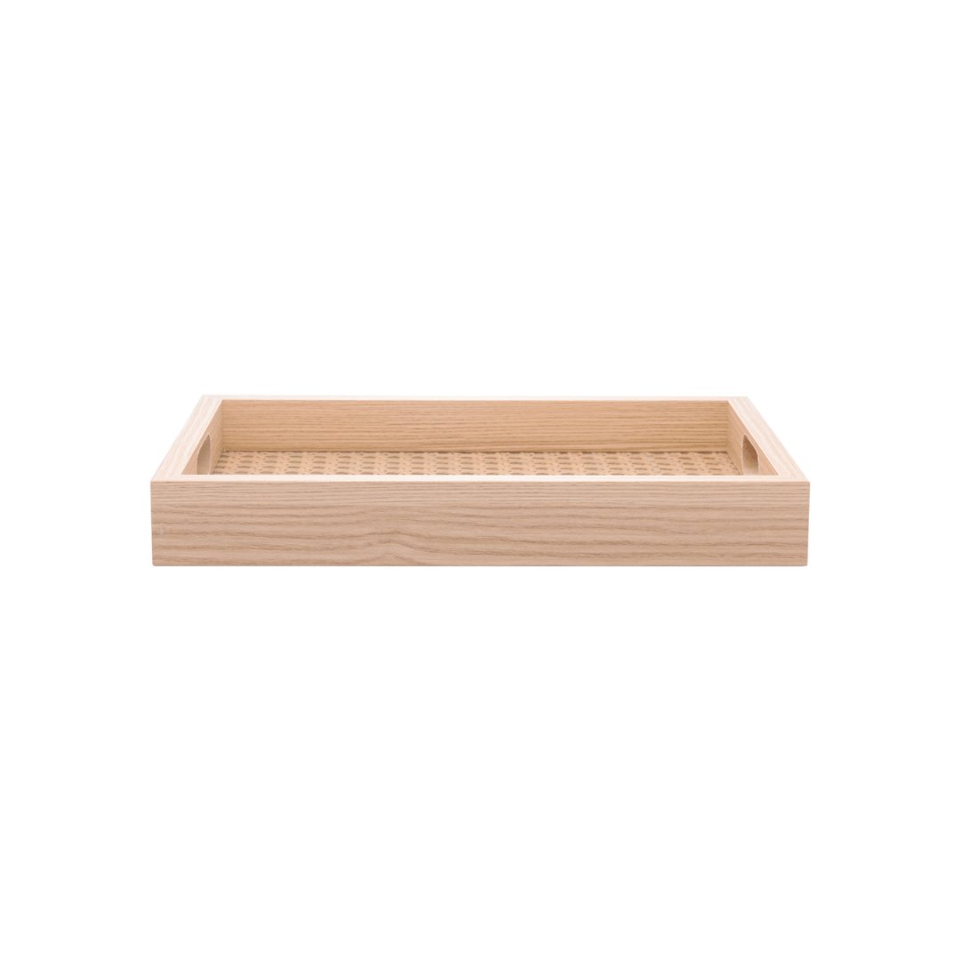 Bandeja Retangular de MDF com Fundo Vidro Trelica 30cm