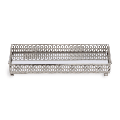 Bandeja Retangular de Metal Espelhada Cromada 24cm