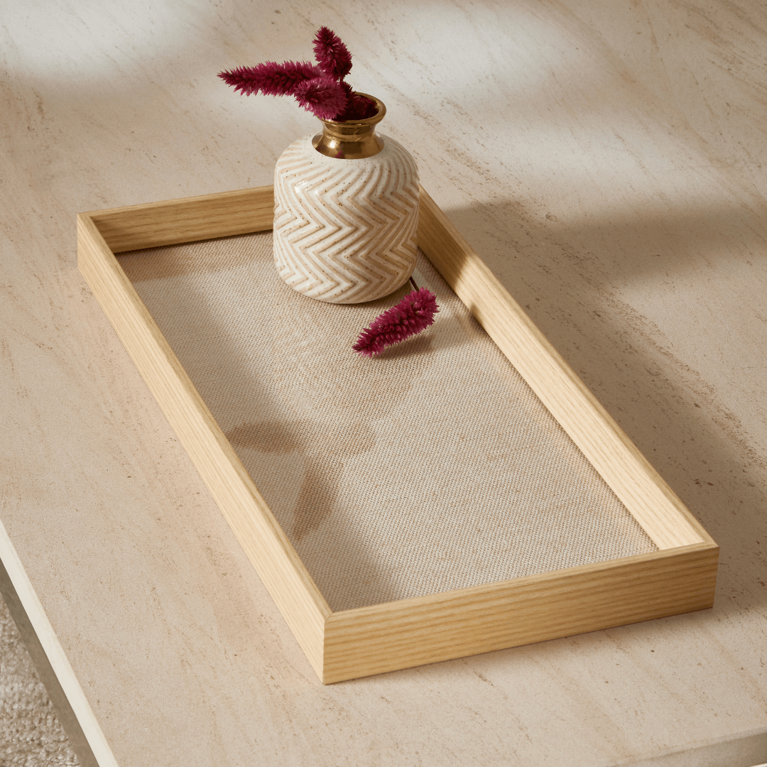 Bandeja Retangular em MDF com Linho 45cm