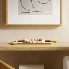 Bandeja Decorativa Espelhada Oval Dourada 30cm