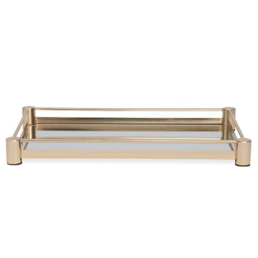 Bandeja Espelhada de Metal Dourada 40cm