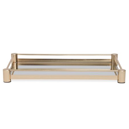Bandeja Espelhada de Metal Dourada 40cm