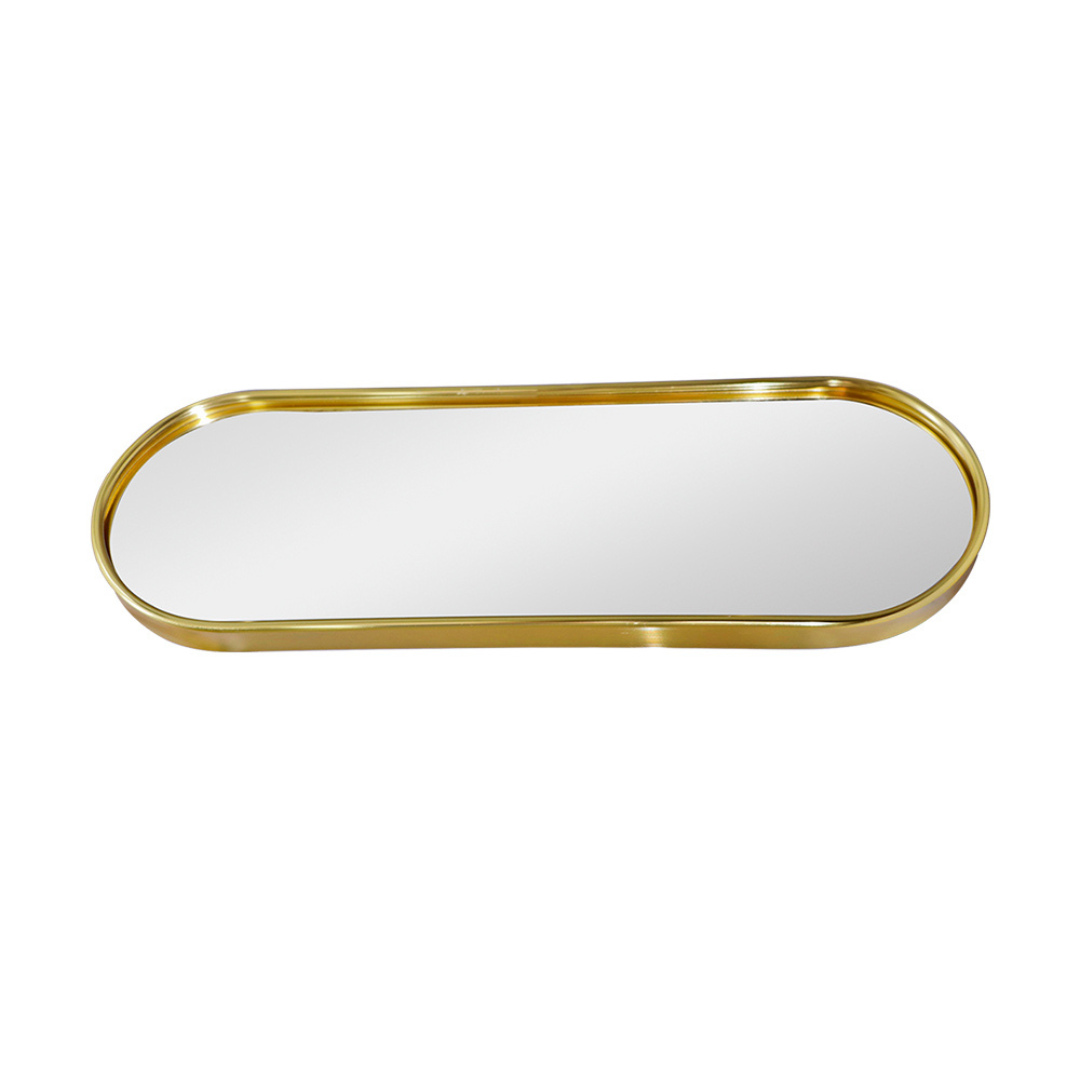Bandeja Decorativa Espelhada Oval Dourada 30cm